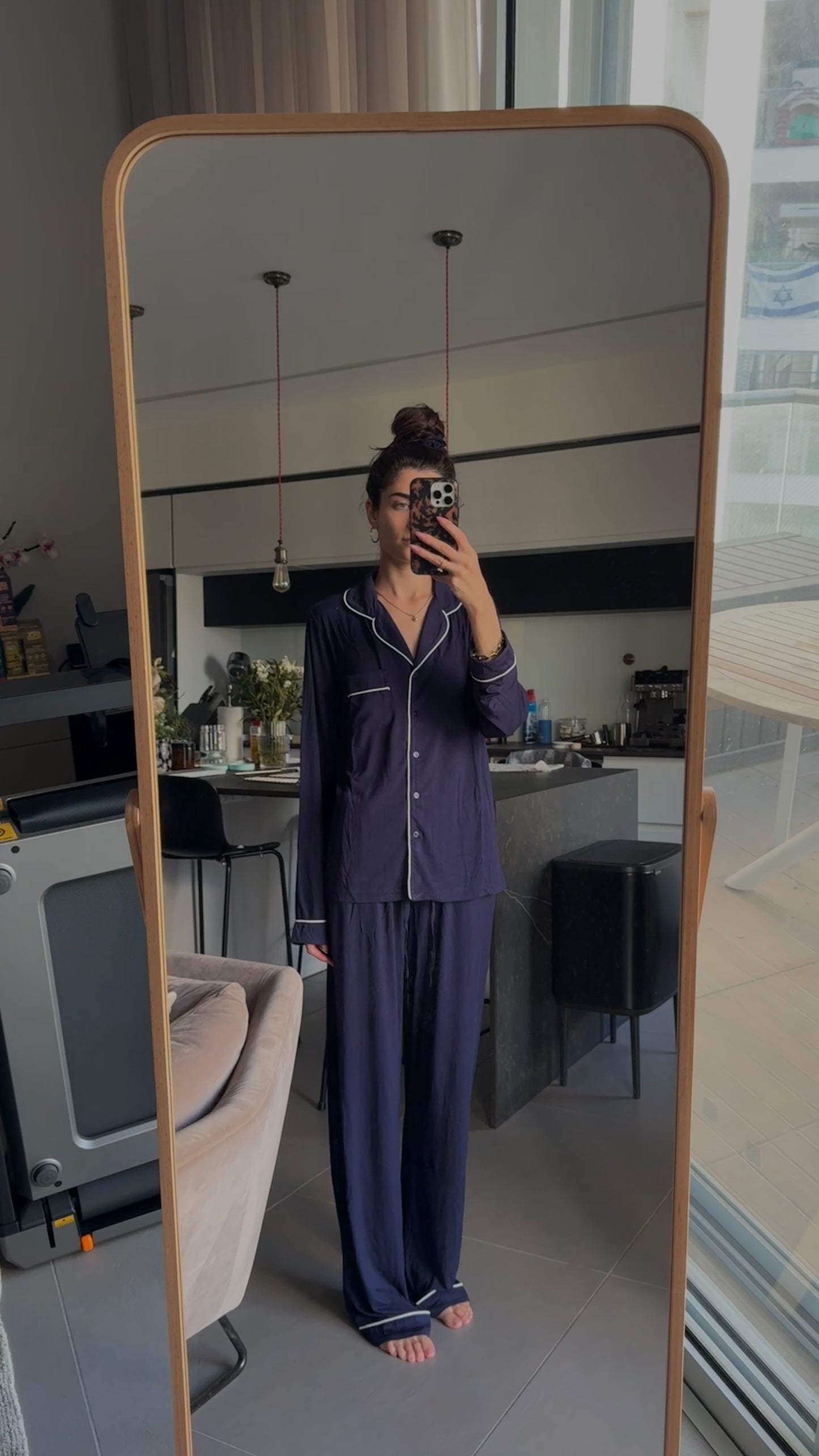 סט פיג׳מה כחולה - ארוכה