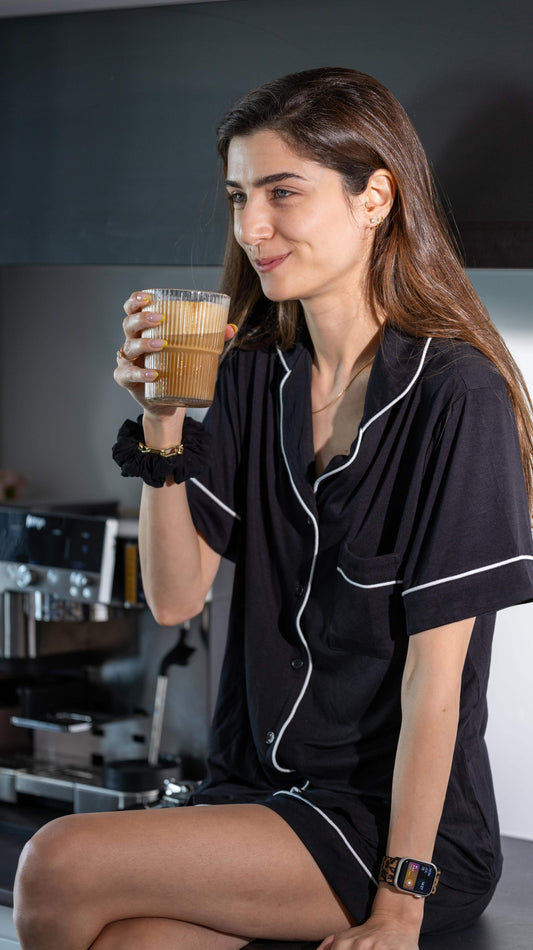 סט פיג׳מה שחורה - קצרה